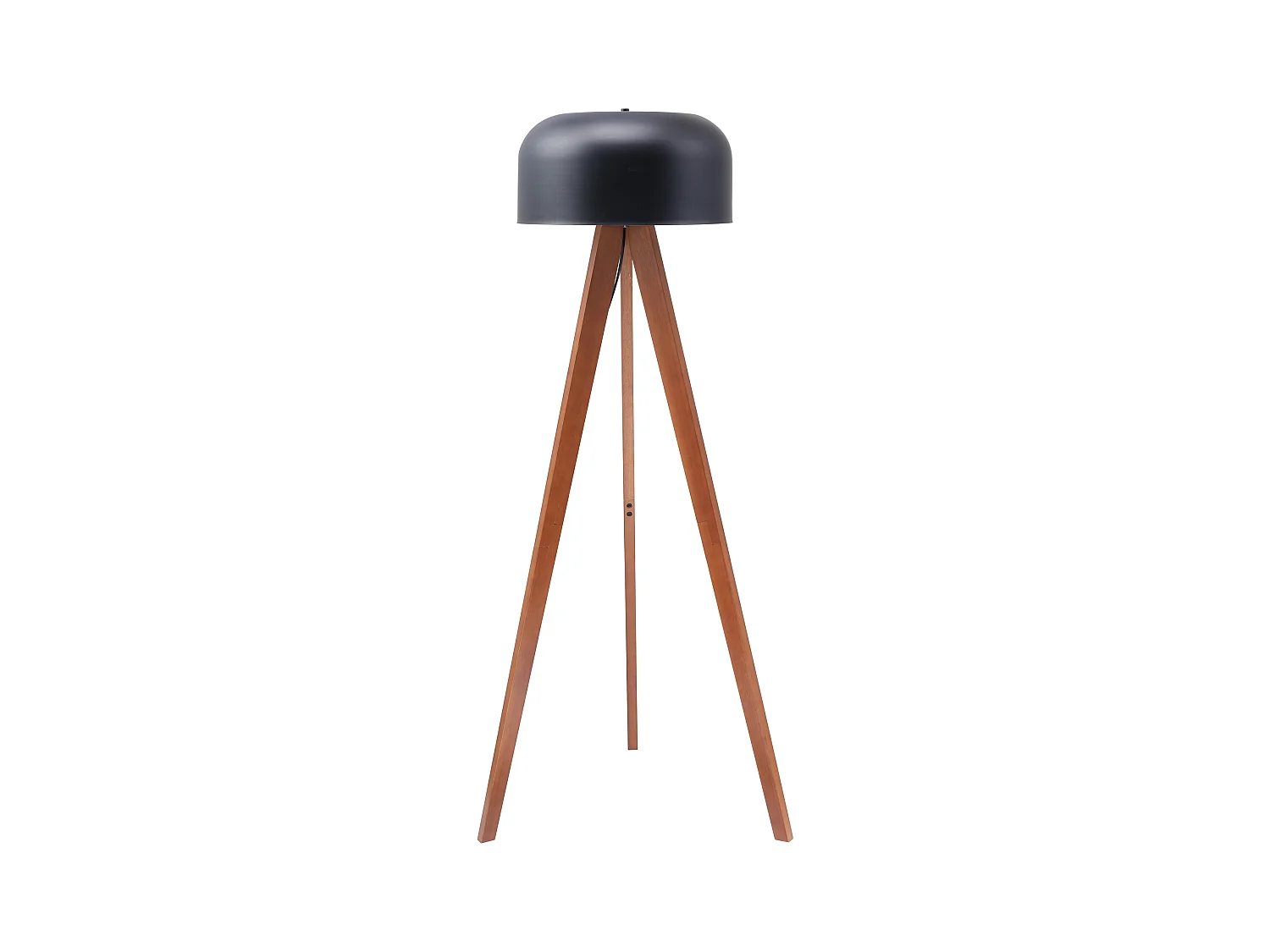 Lámpara de pie trípode en madera de caucho y metal D. 42 x Alt. 145 cm - Natural y negro - PAVICO