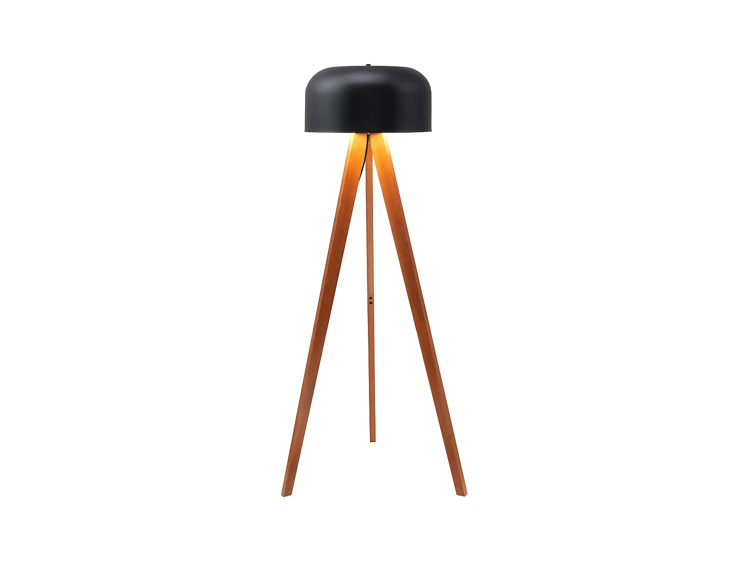 Lámpara de pie trípode en madera de caucho y metal D. 42 x Alt. 145 cm - Natural y negro - PAVICO