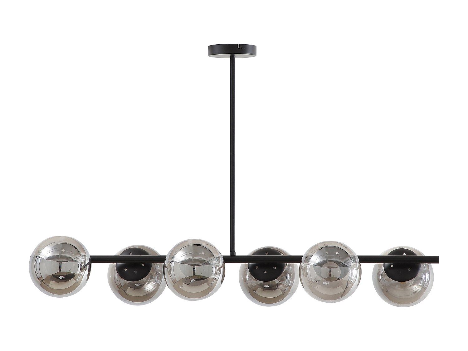 Deckenleuchte – Metall – 6 Rauchglas-Kugeln – L 98 cm – Schwarz – YUKON günstig online kaufen