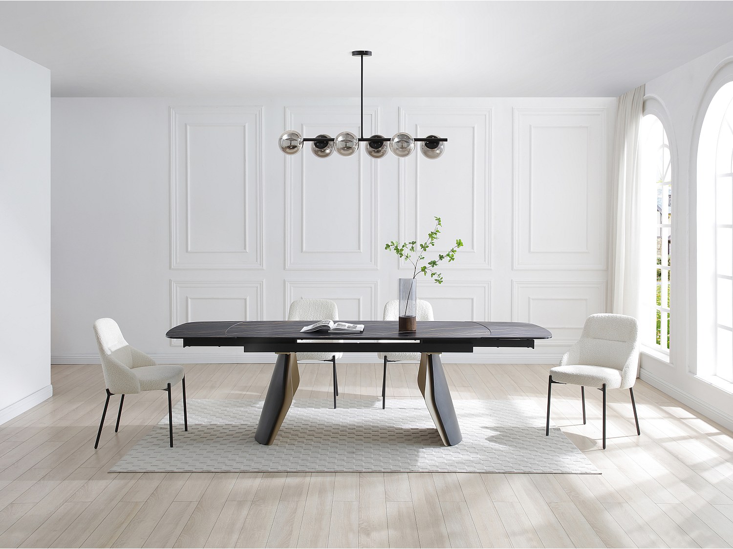 Deckenleuchte – Metall – 6 Rauchglas-Kugeln – L 98 cm – Schwarz – YUKON günstig online kaufen