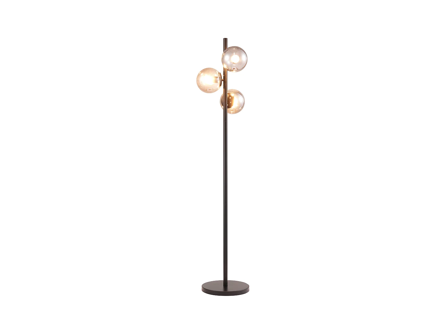 Lampa stojąca z matowego metalu i przyciemnianego szkła - L.32 x H.148 cm - Czarny - YUKON