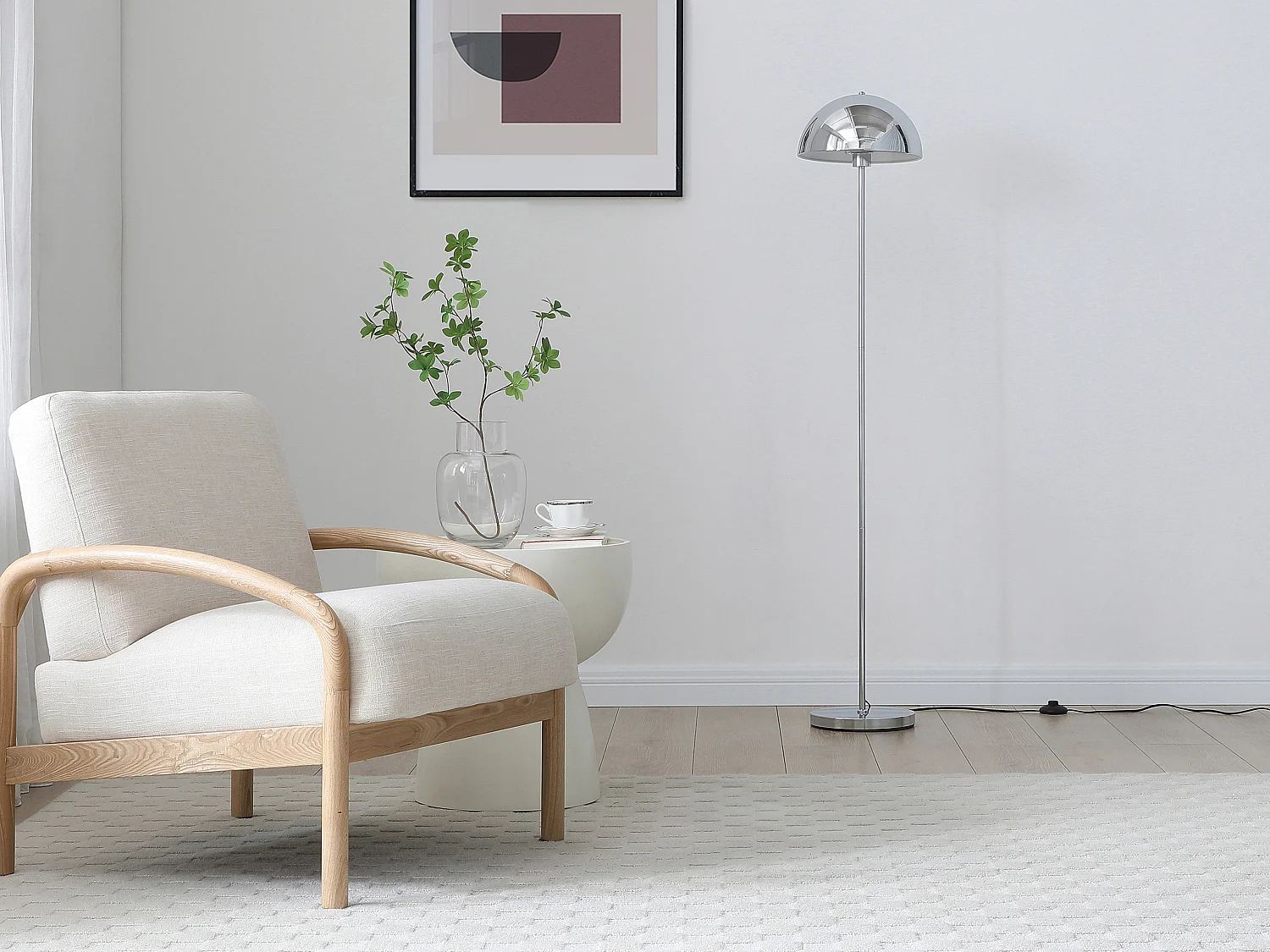 Lampadaire en métal chromé - D. 30 x H. 149 cm - ONTARIO