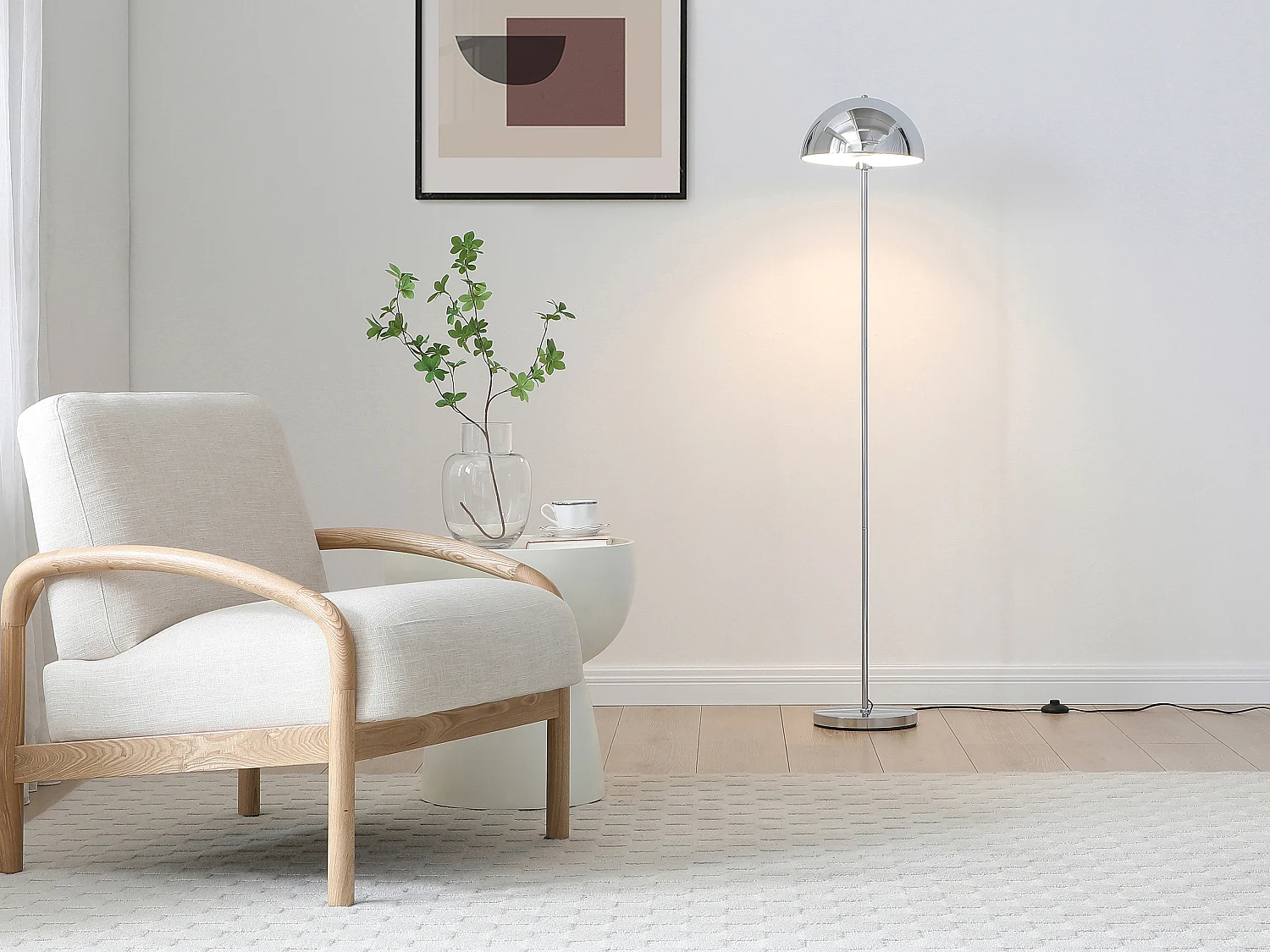 Lampadaire en métal chromé - D. 30 x H. 149 cm - ONTARIO