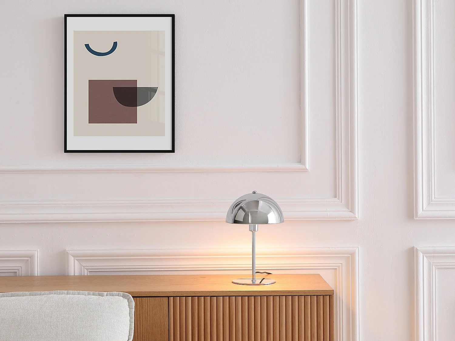 Tischlampe Pilzform – Metall – Ø 20 x H 30 cm – Chrom – ONTARIO