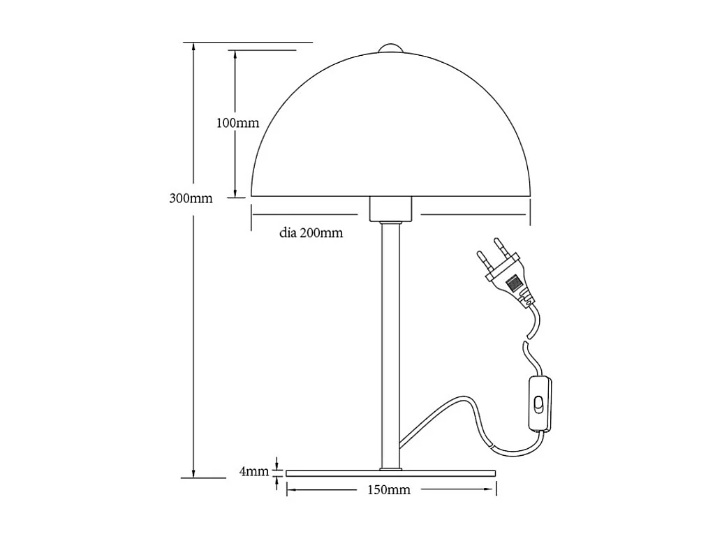 Tischlampe Pilzform – Metall – Ø 20 x H 30 cm – Chrom – ONTARIO