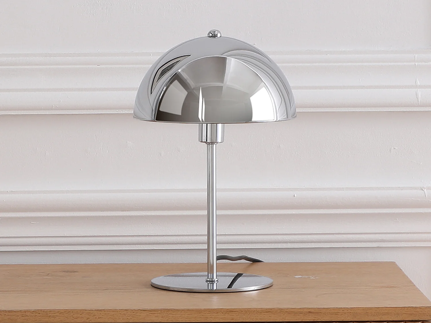 Lampe à poser champignon en métal - D. 20 x H. 30 cm - Chrome - ONTARIO