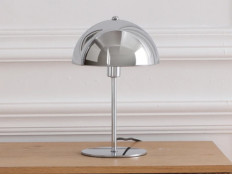 Lampe à poser champignon en métal - D. 20 x H. 30 cm - Chrome - ONTARIO