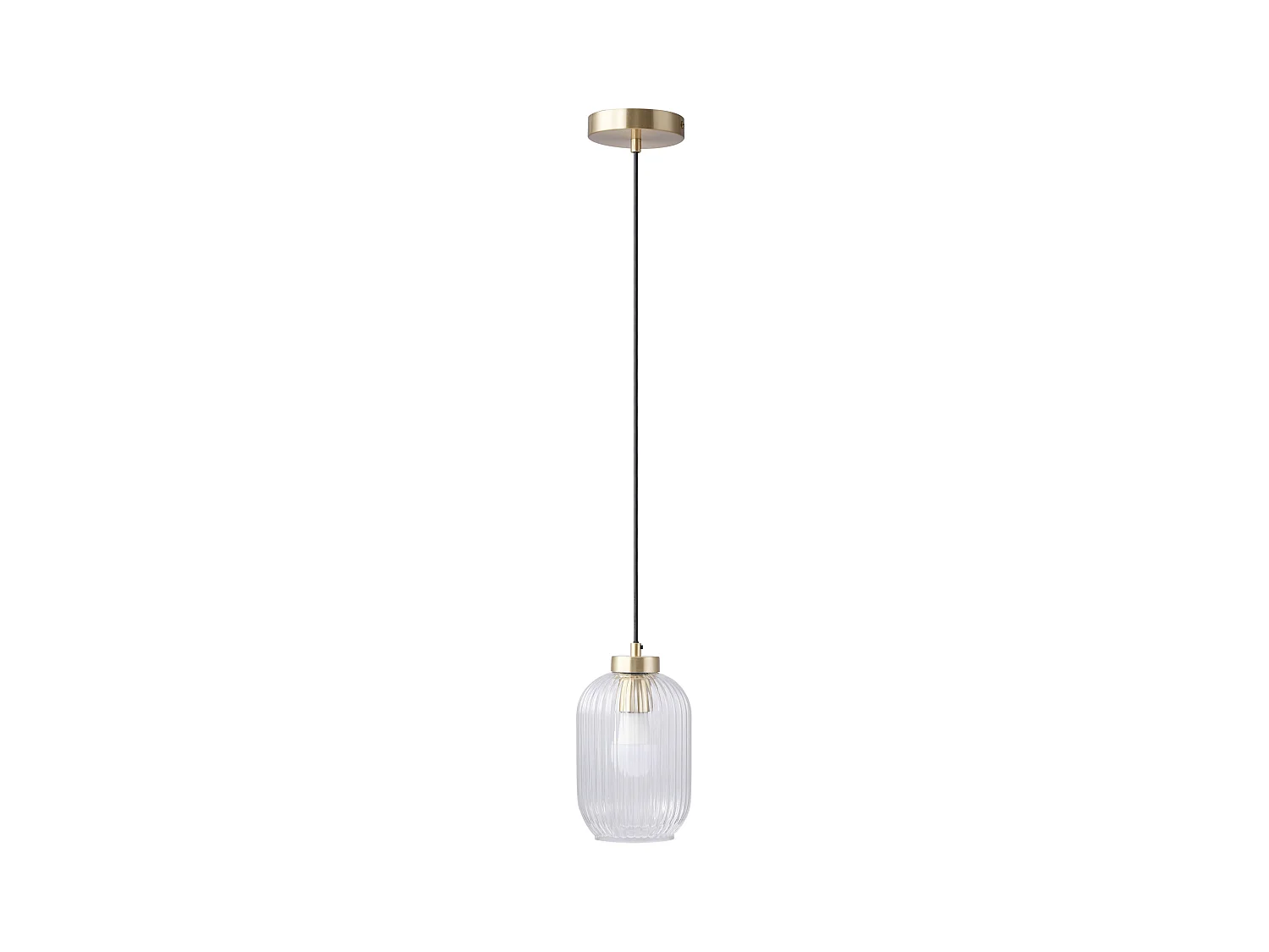 Lámpara colgante de metal cepillado y cristal texturizado - D. 14 x Alt. 120 cm - Dorado - LOUXOR