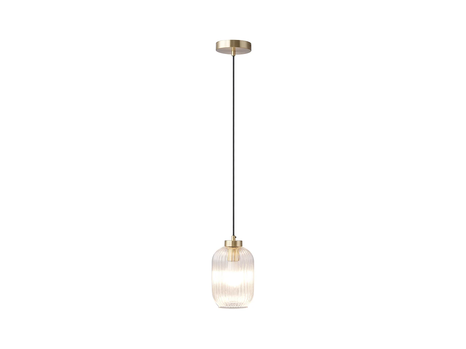 Lámpara colgante de metal cepillado y cristal texturizado - D. 14 x Alt. 120 cm - Dorado - LOUXOR
