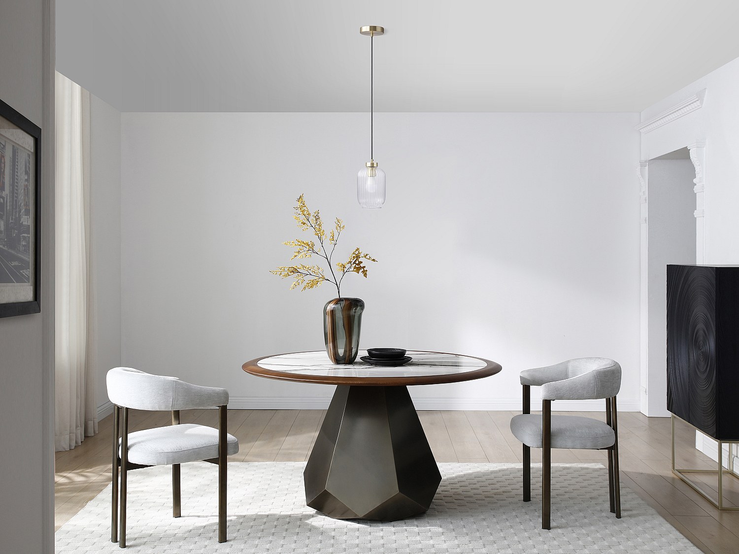 Hängelampe – gebürstetes Metall und strukturiertes Glas – Ø 14 x H 120 cm – günstig online kaufen