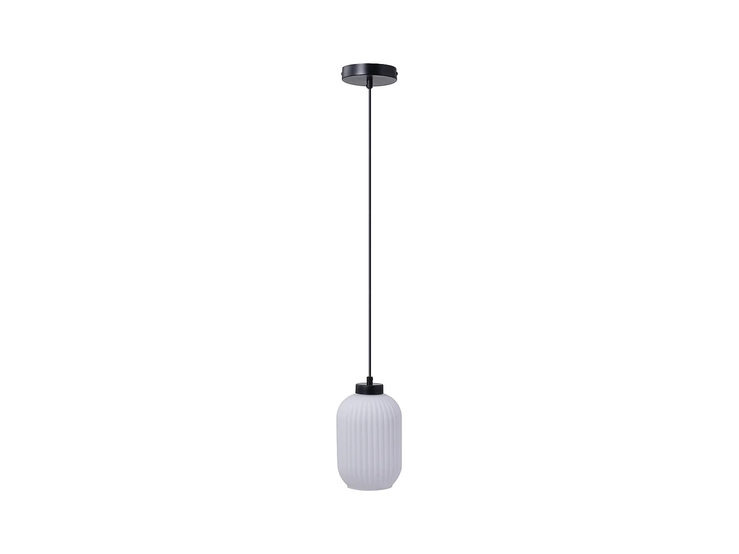 Lámpara colgante de metal y cristal texturizado - D. 14 x Alt. 120 cm - Negro - LOUXOR
