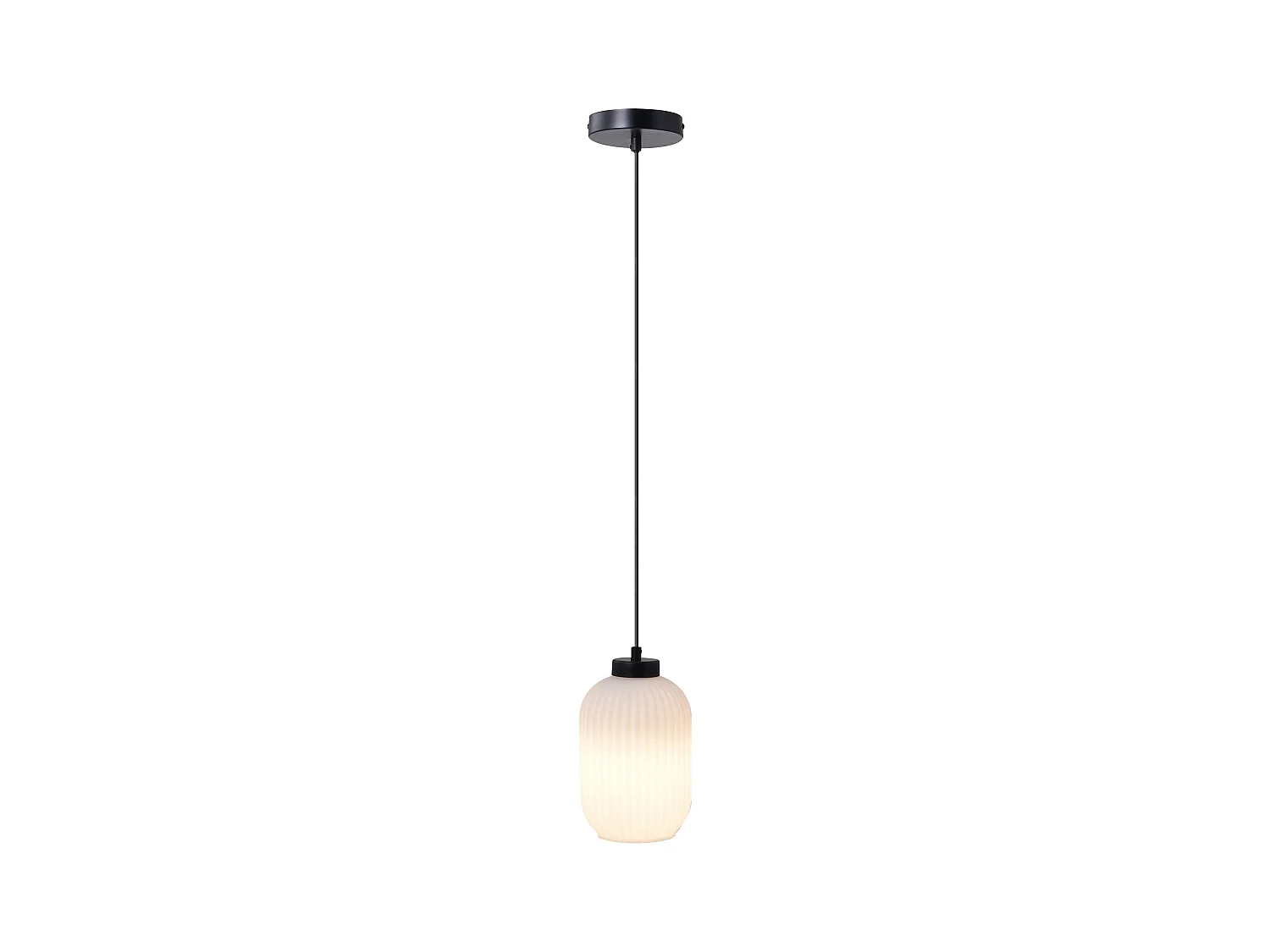 Lámpara colgante de metal y cristal texturizado - D. 14 x Alt. 120 cm - Negro - LOUXOR
