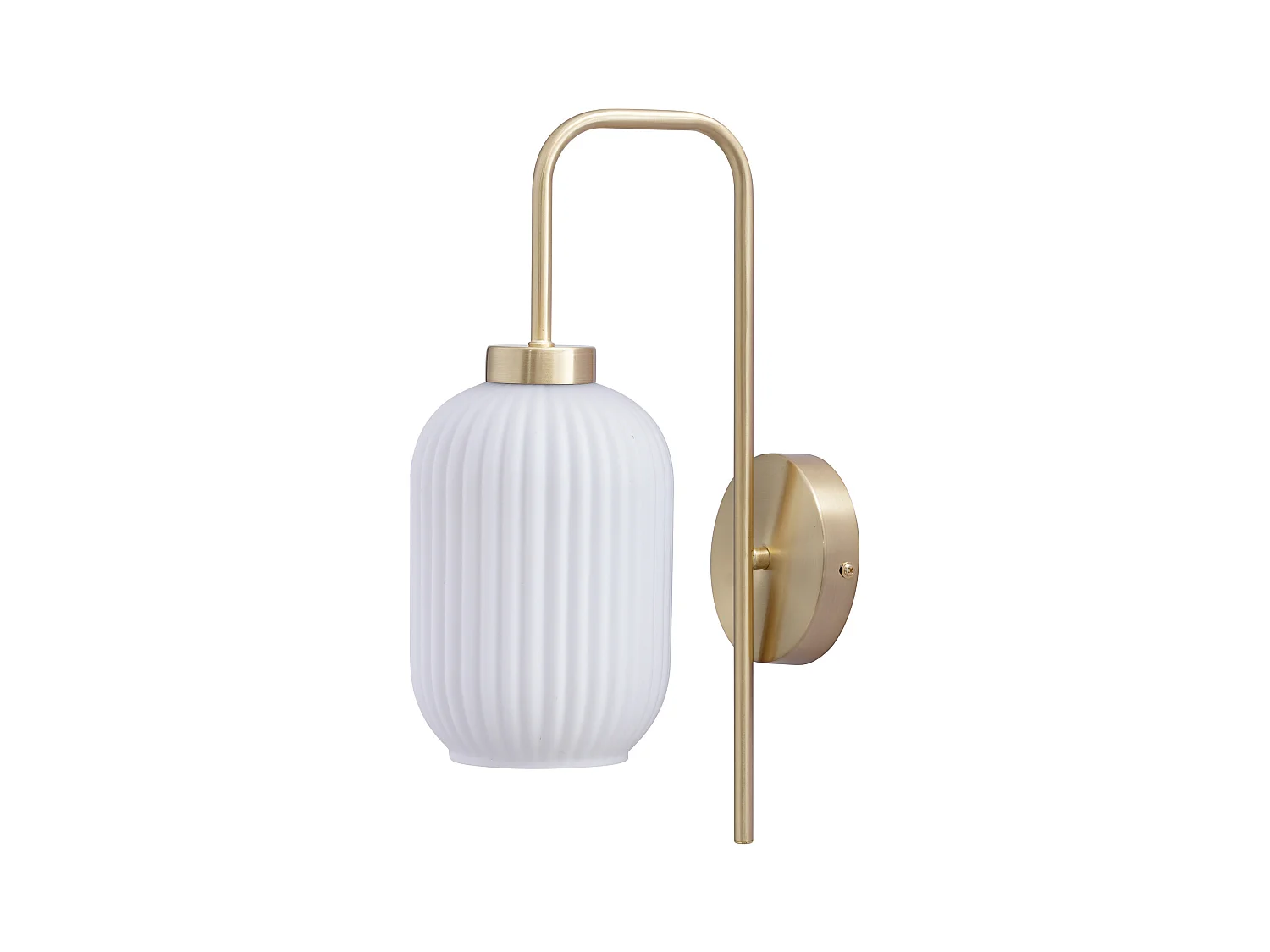 Aplique de pared de latón cepillado y vidrio blanco texturizado - L. 25 x Alt. 41 cm - Dorado - LOUXOR