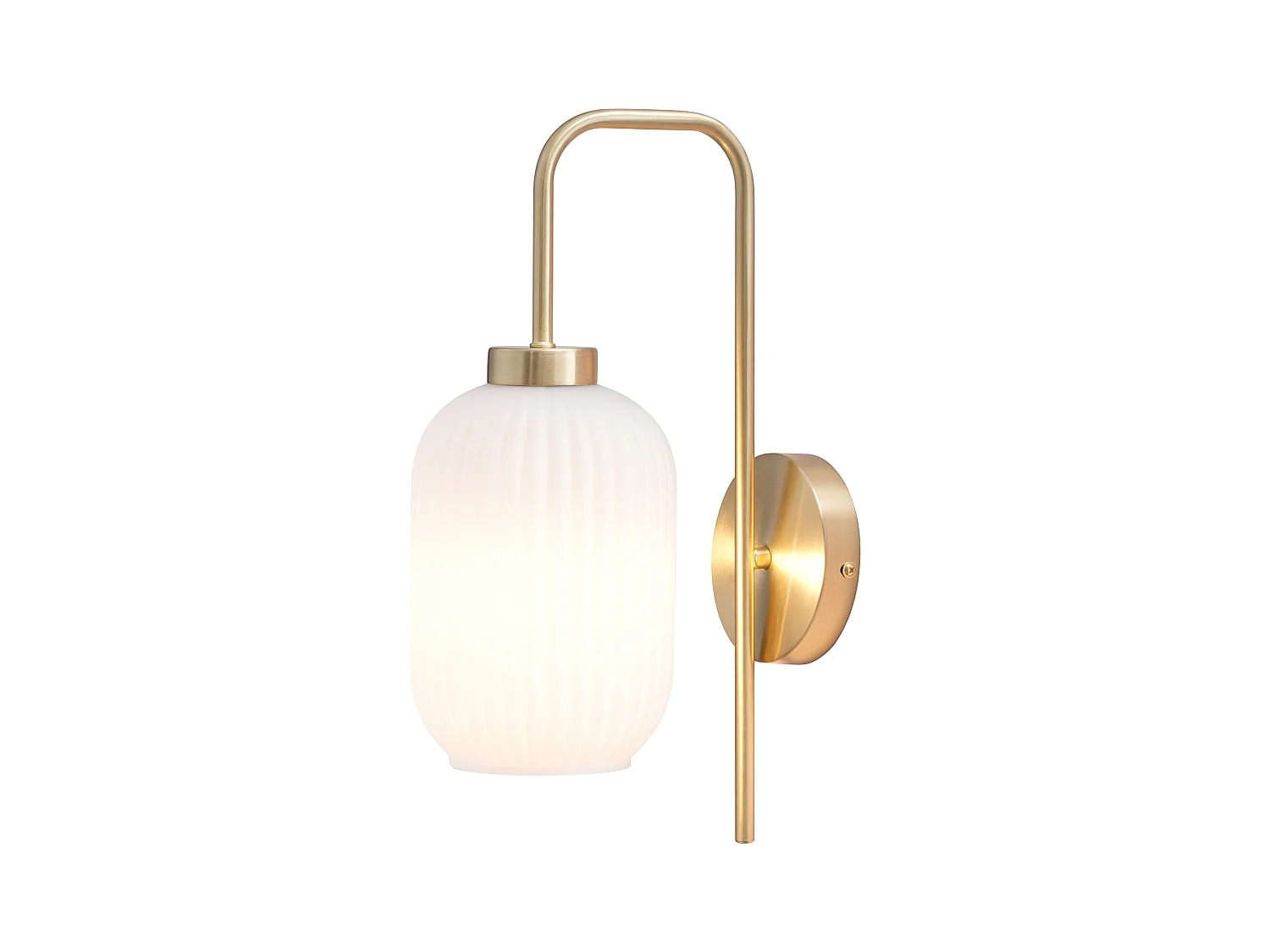 Aplique de pared de latón cepillado y vidrio blanco texturizado - L. 25 x Alt. 41 cm - Dorado - LOUXOR