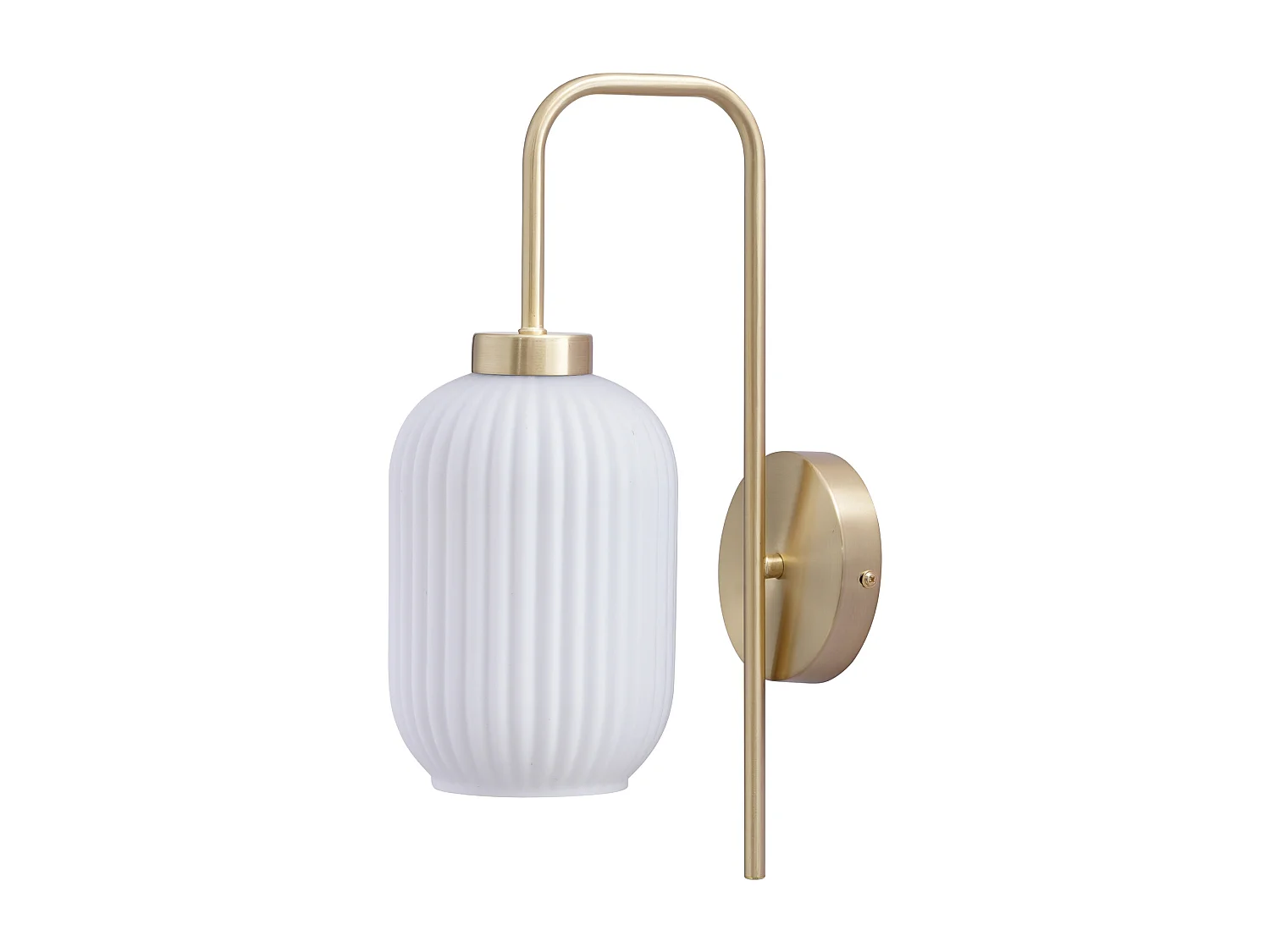 Applique murale en laiton brossé et verre texturé blanc - L. 25 x H. 41 cm - Doré- LOUXOR