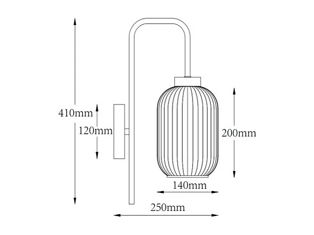 Applique noire et verre texturé blanc - L.25 x H.41 cm - LOUXOR