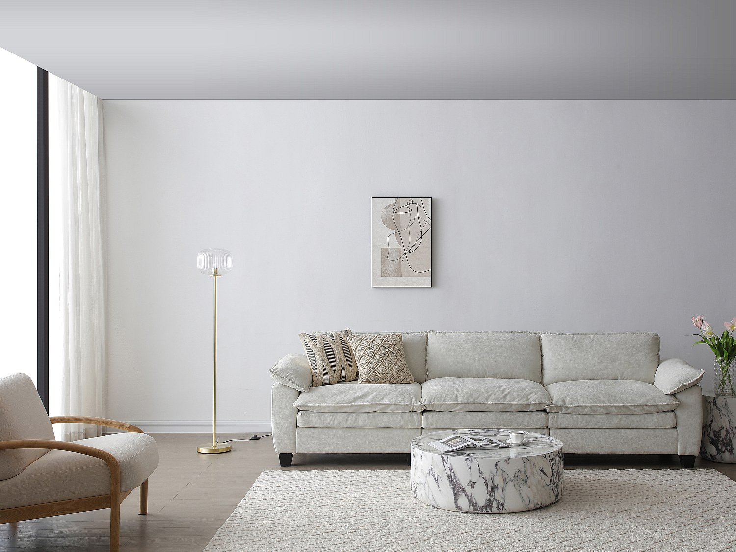 Stehlampe – gebürstetes Messing und strukturiertes Glas – Ø 25 x H 150 cm – günstig online kaufen