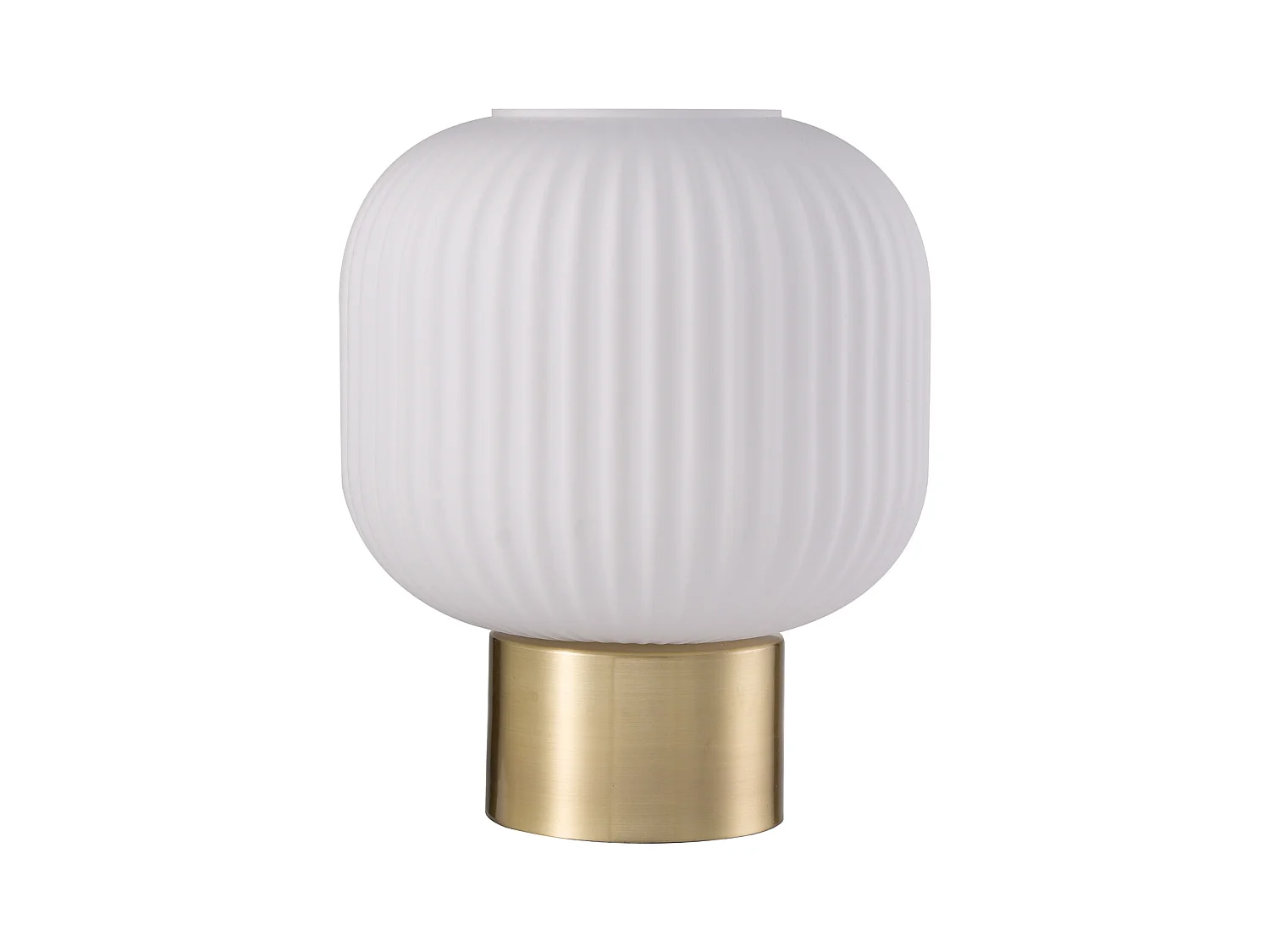 Lámpara de sobremesa de latón cepillado y vidrio texturizado blanco - D.20 x Alt.24 cm - Dorado - LOUXOR