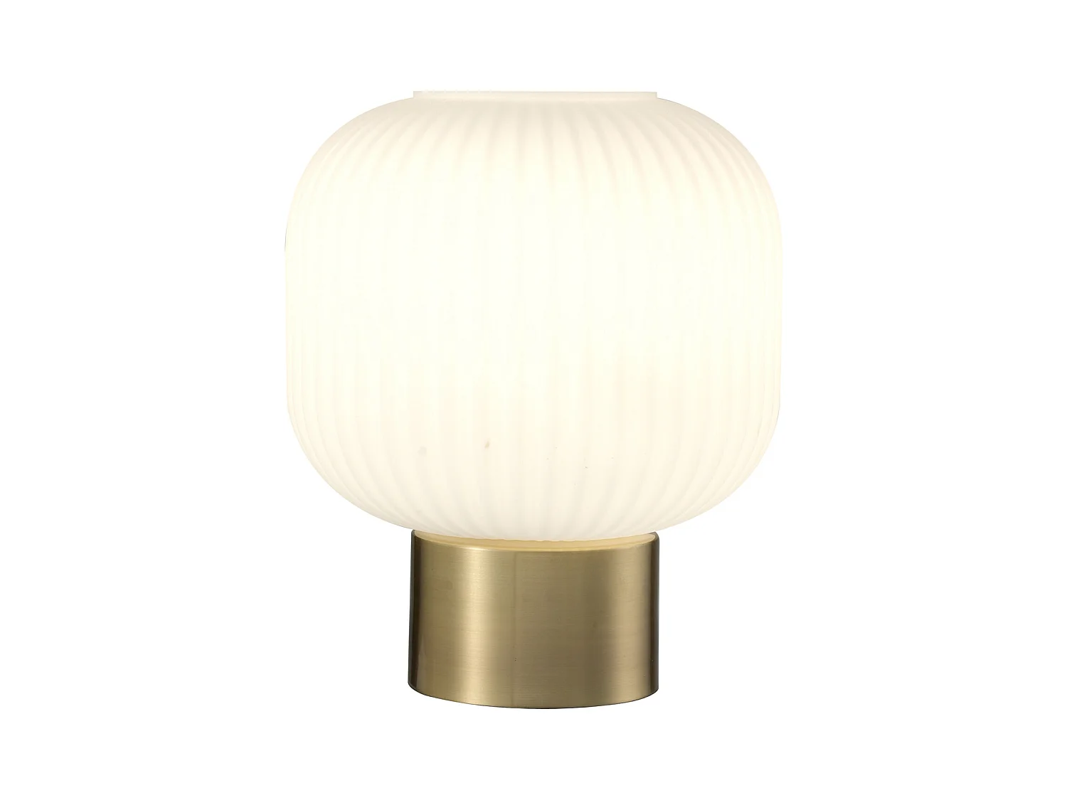 Lámpara de sobremesa de latón cepillado y vidrio texturizado blanco - D.20 x Alt.24 cm - Dorado - LOUXOR