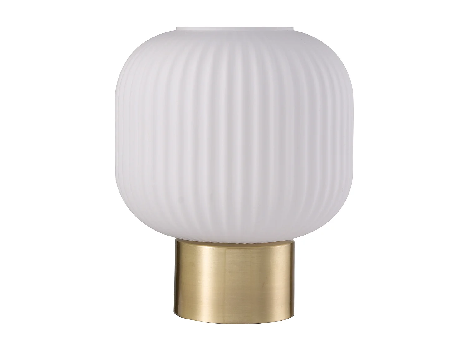 Tischlampe – gebürstetes Messing und strukturiertes Weißglas – Ø 20 x H 24 cm – Gold – LOUXOR