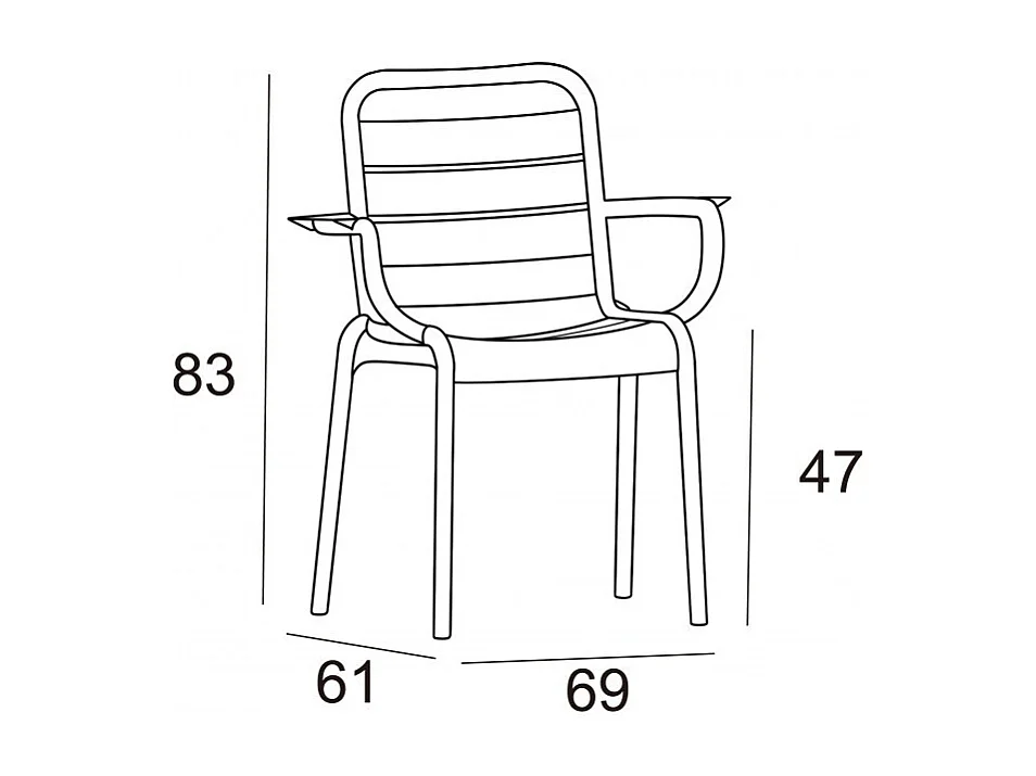 Chaise en plastique pour usage extérieur - Karen - Noir