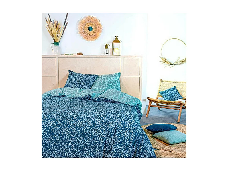 TODAY Parure de couette 220x240 cm - 100% Coton - Vert Boheme - KERALA