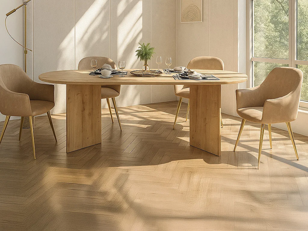 Esstisch 8 Personen - Holzfarben hell - TOPANIA