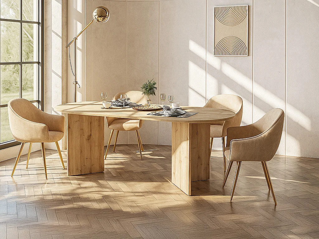Eettafel 8 plaatsen - Licht naturel - TOPANIA