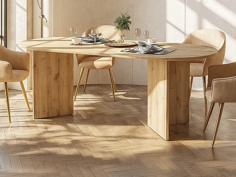 Eettafel 8 plaatsen - Licht naturel - TOPANIA