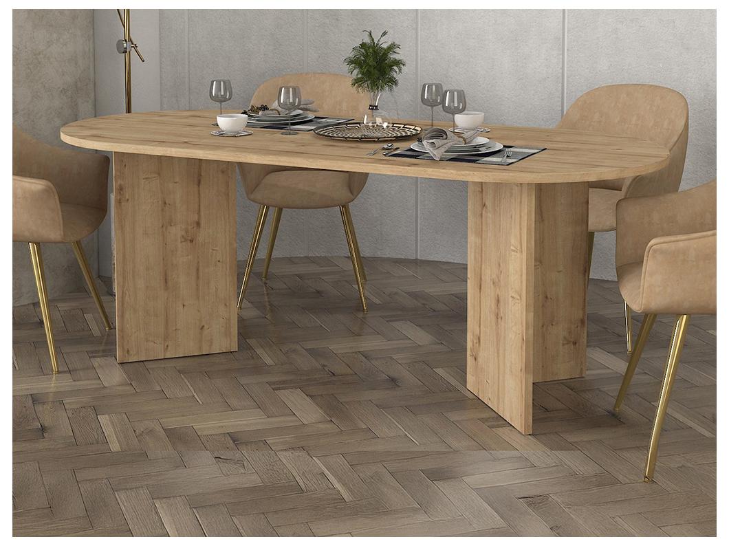 Table à manger 8 personnes - Naturel clair - TOPANIA