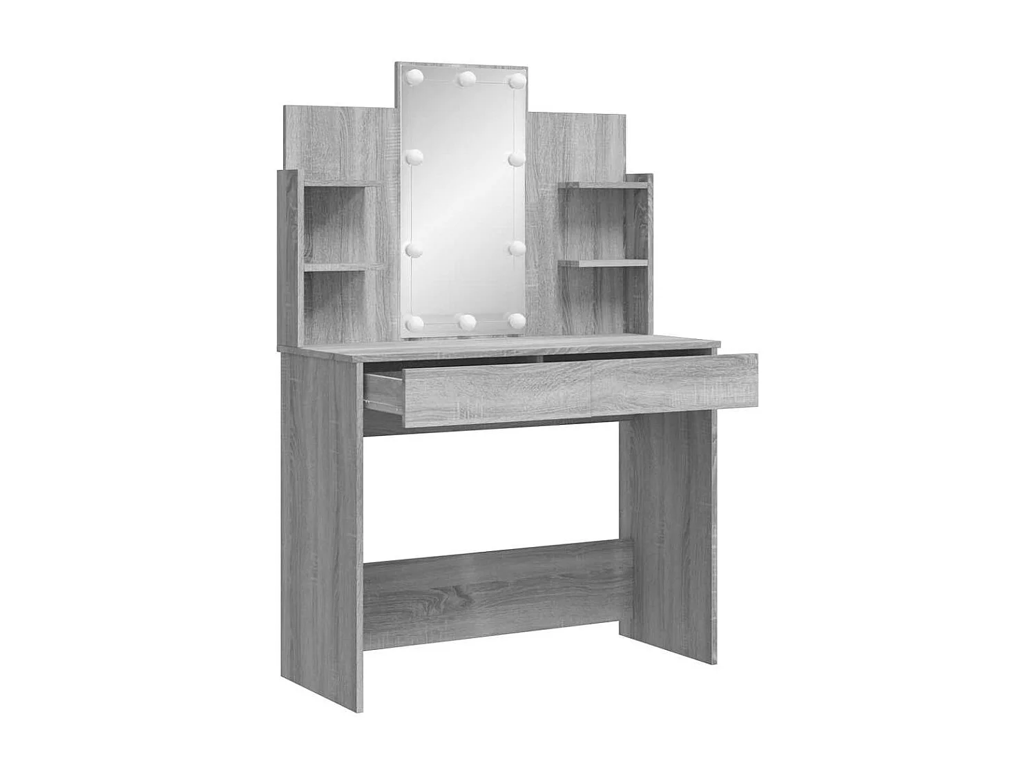 Coiffeuse avec lumières LED sonoma gris 96x40x142 cm