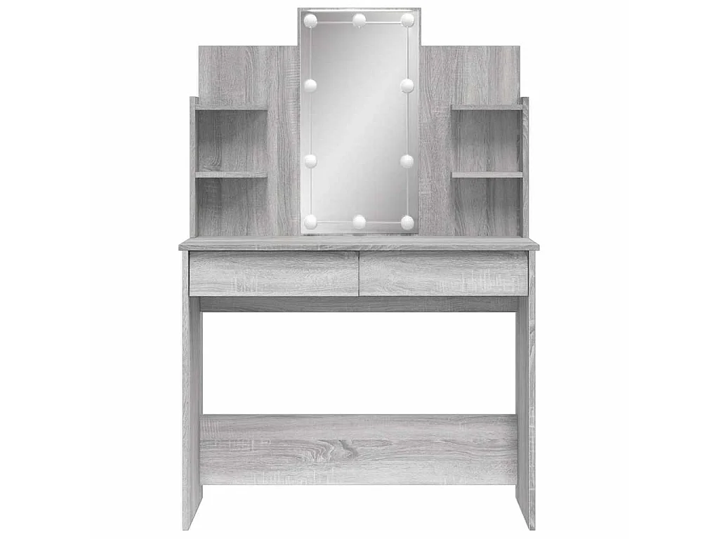Schminktisch mit LED-Leuchten Grau Sonoma 96x40x142 cm