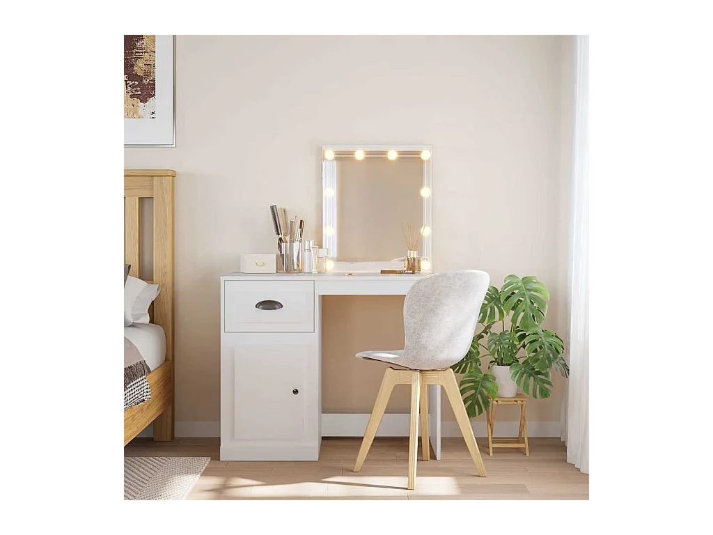 Coiffeuse avec lumières LED blanc 90x42x132,5 cm