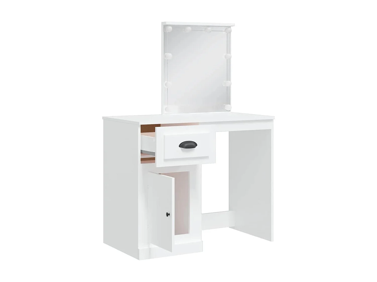 Schminktisch mit LED-Leuchten Weiß 90x42x132,5 cm