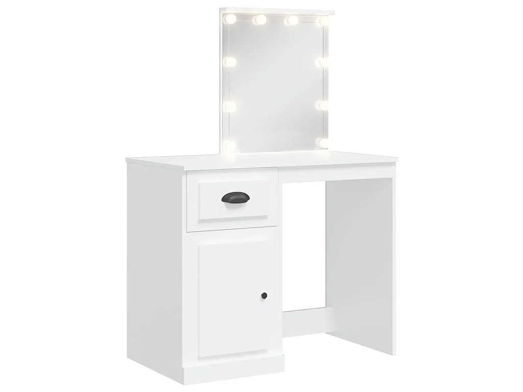 Schminktisch mit LED-Leuchten Weiß 90x42x132,5 cm