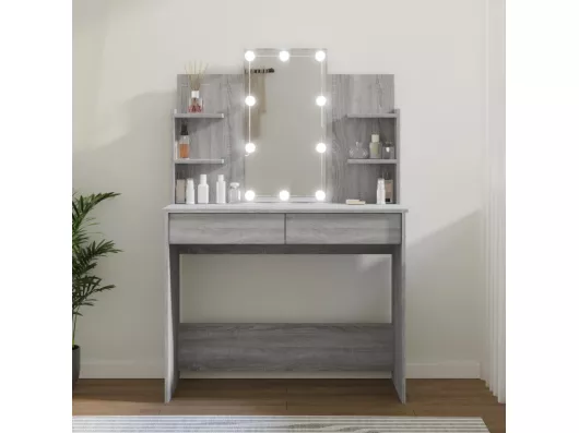 Kauf Unique Schminktisch mit LED Grau Sonoma 96x40x142 cm