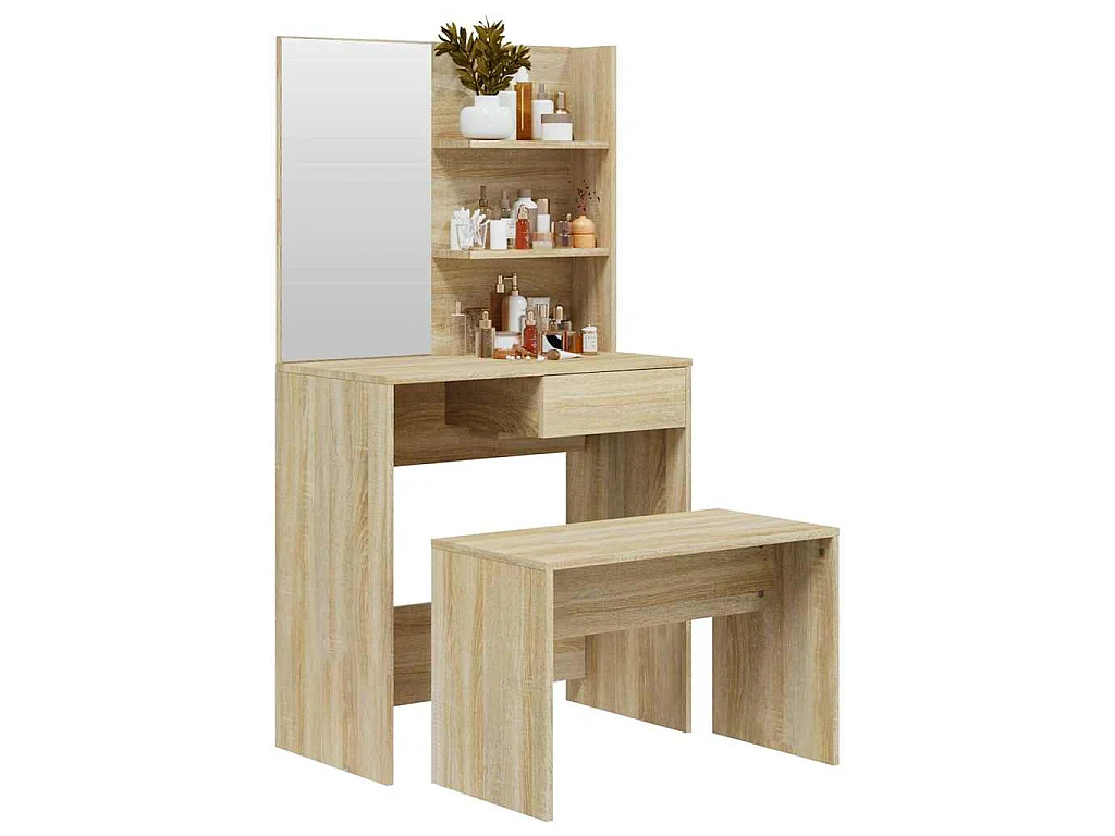 Schminktisch-Set Sonoma-Eiche 74,5x40x141 cm