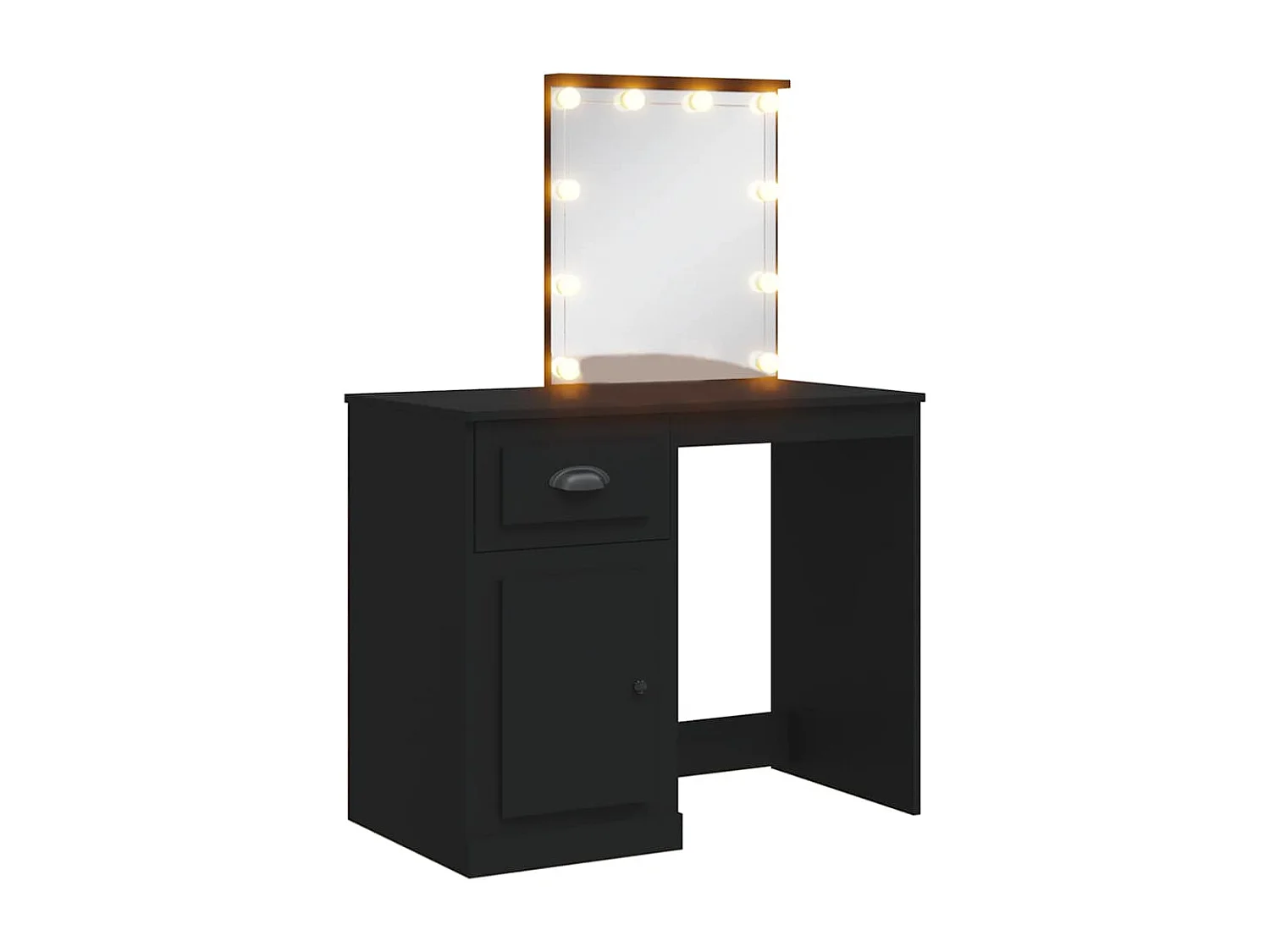 Schminktisch mit LED-Leuchten Schwarz 90x42x132,5 cm