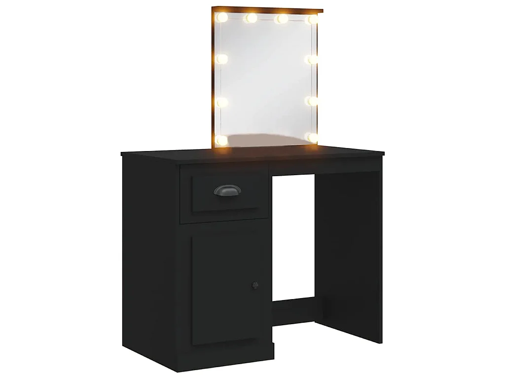 Coiffeuse avec lumières LED noir 90x42x132,5cm