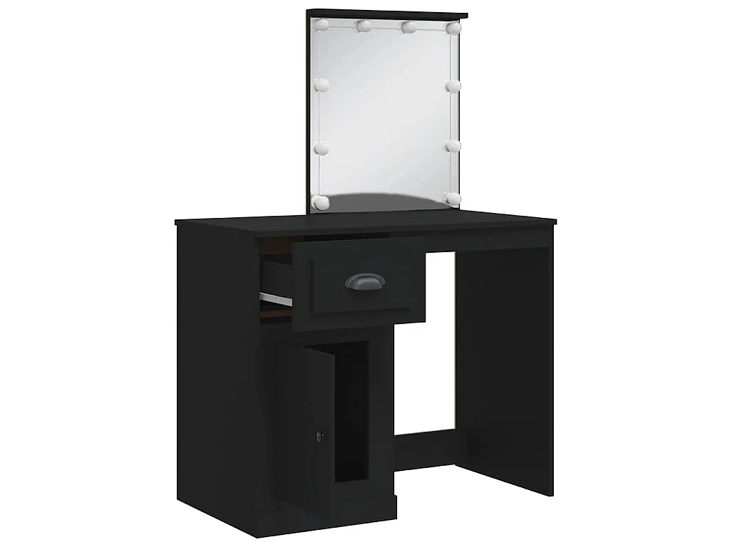 Coiffeuse avec lumières LED noir 90x42x132,5cm