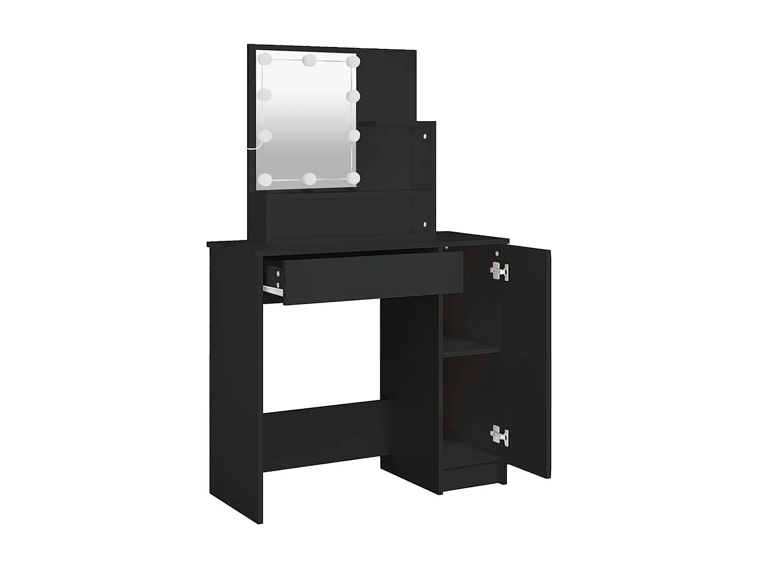 Schminktisch mit LED Schwarz 86,5x35x136 cm