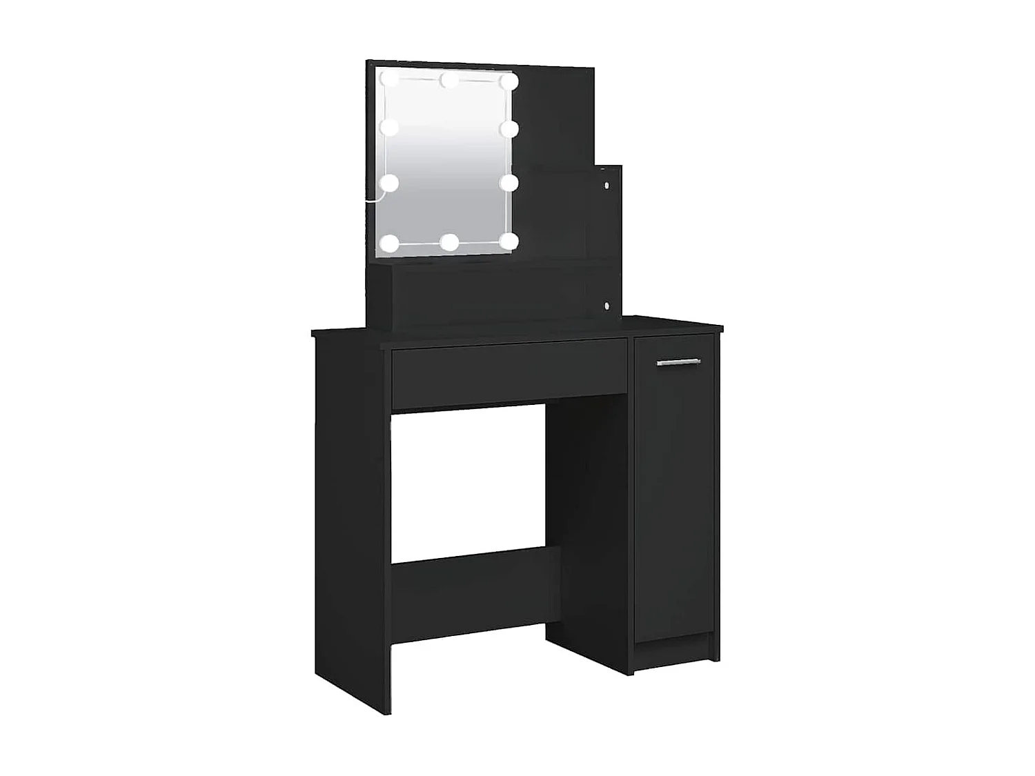 Coiffeuse avec LED noir 86,5x35x136 cm