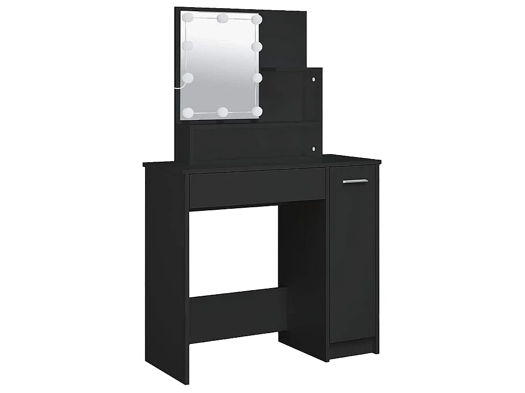 Coiffeuse avec LED noir 86,5x35x136 cm