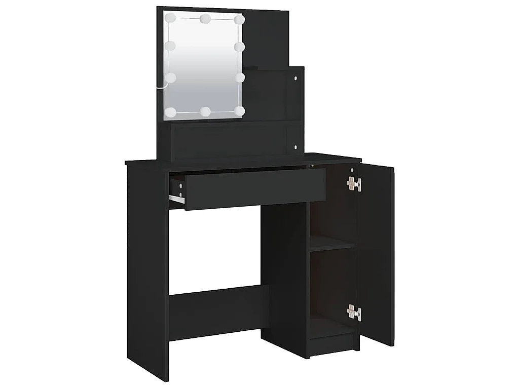 Coiffeuse avec LED noir 86,5x35x136 cm