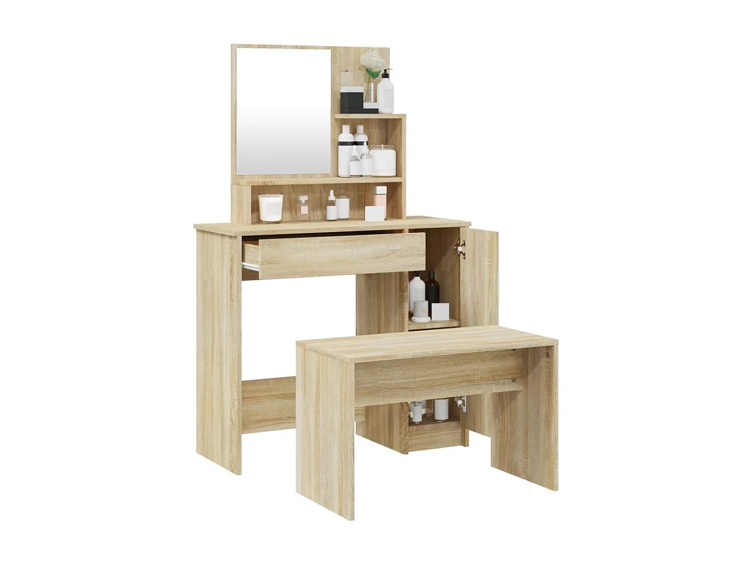 Schminktisch-Set Sonoma-Eiche 86,5x35x136 cm