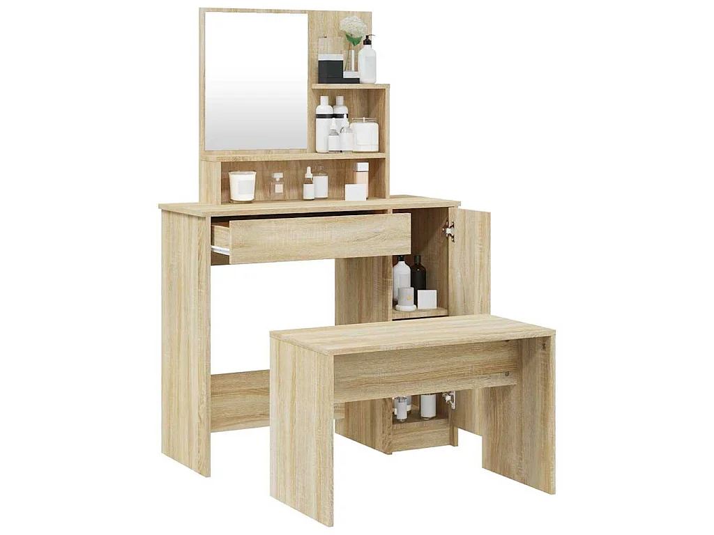 Ensemble de coiffeuse Chêne Sonoma 86,5x35x136 cm