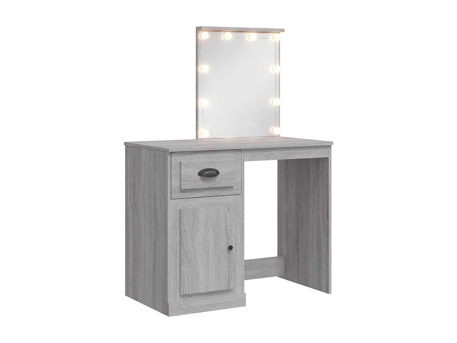 Schminktisch mit LED-Leuchten Grau Sonoma 90x42x132,5 cm