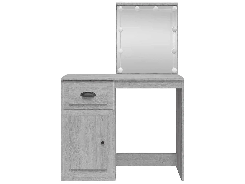 Schminktisch mit LED-Leuchten Grau Sonoma 90x42x132,5 cm