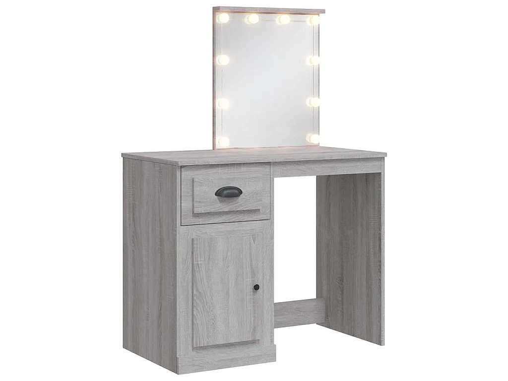 Schminktisch mit LED-Leuchten Grau Sonoma 90x42x132,5 cm