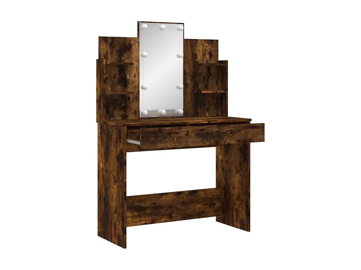 Coiffeuse avec lumières LED chêne fumé 96x40x142 cm